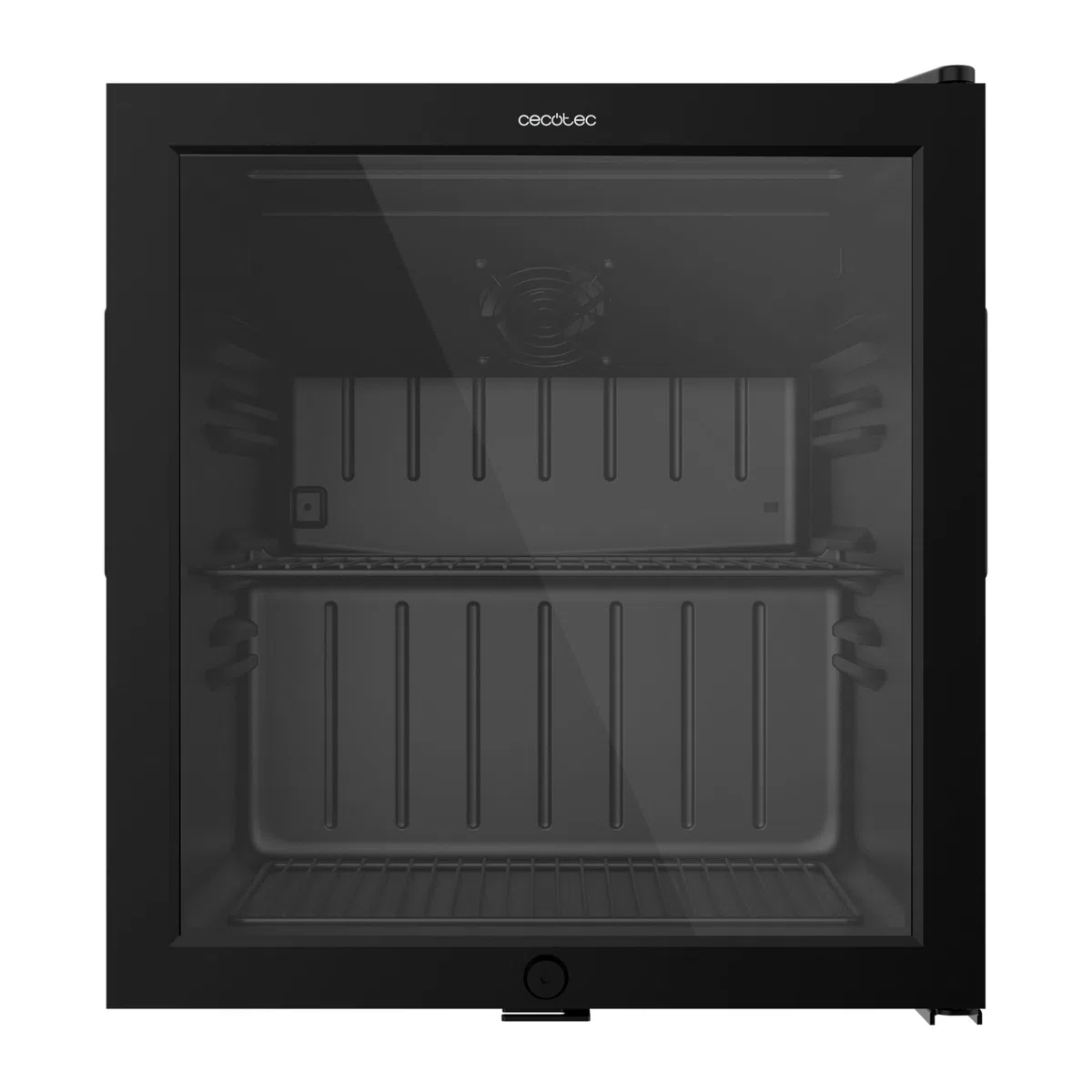 Cecotec Mini-Kühlschrank mit Glastür Bolero CoolMarket BC 52. Schwarz, 52 Liter Fassungsvermögen, 44,5 cm Breite, 50,3 cm Höhe, LED-Innenbeleuchtung, Temperatur 0 °C bis 10 °C