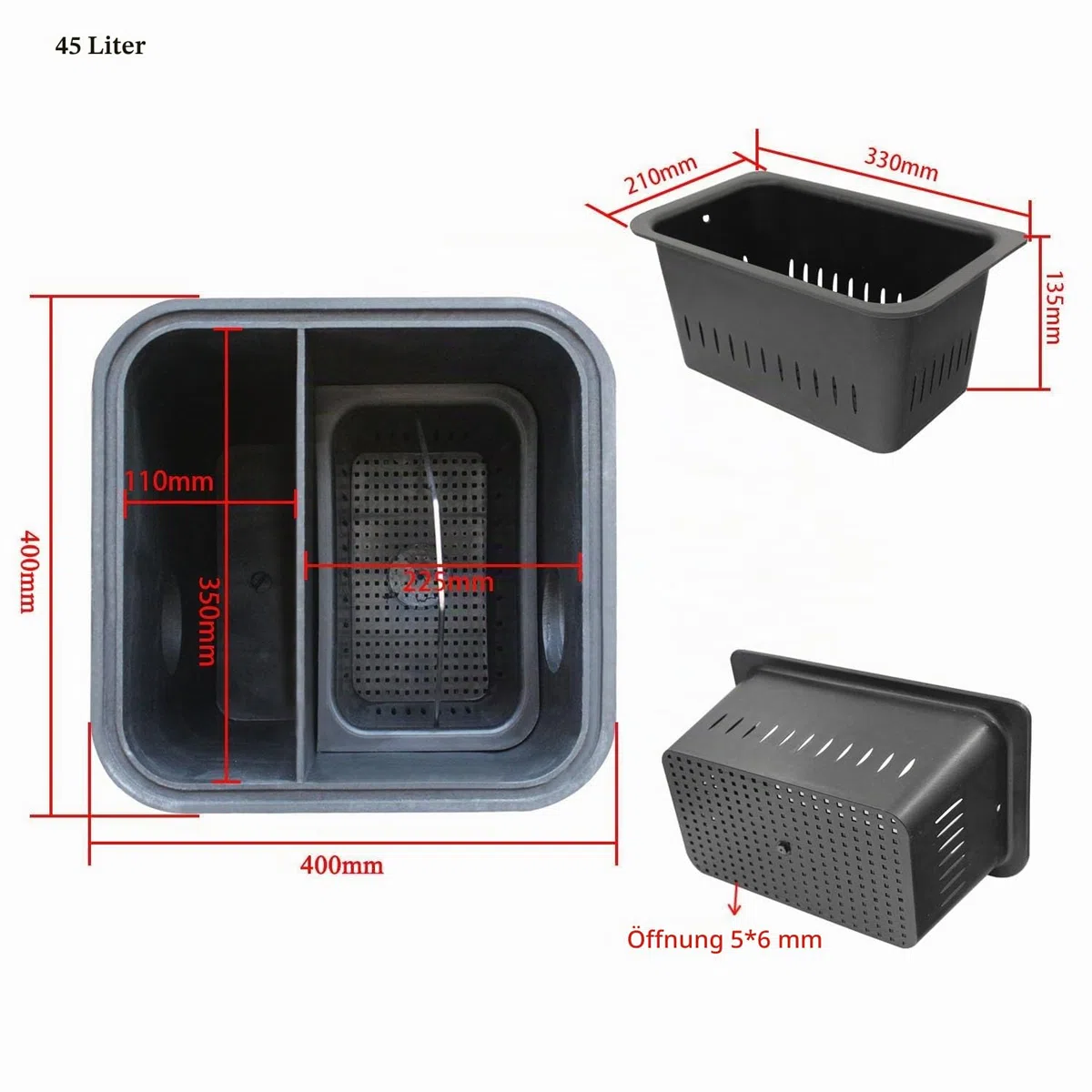 Fettabscheider spüle PE abwasser ölabscheider für küche fetttrennkanne fettabschöpfer küchenspüle fetttrenner fettseparator schwarz 45L
