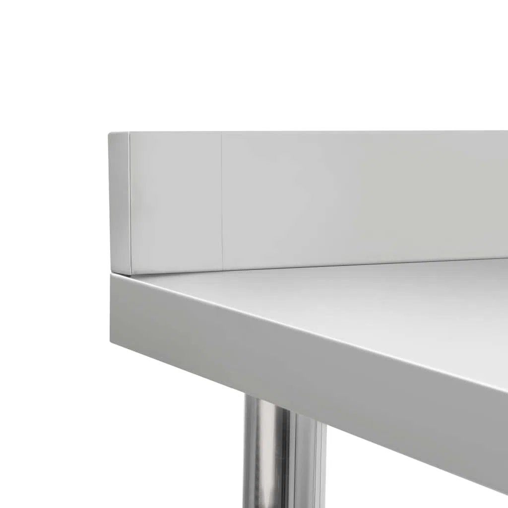 vidaXL Küche Arbeitstisch mit Aufkantung Verstellbare Füße Gastronomie Gastro Edelstahltisch Küchentisch Zerlegetisch Tisch 80x60x93cm Edelstahl