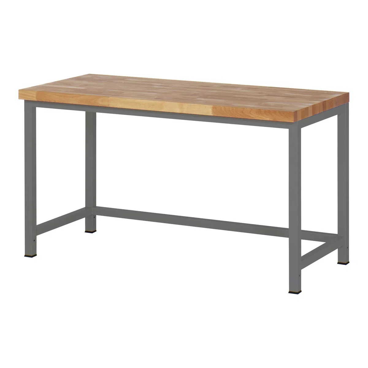 STIER Höhenverstellbare Werkbank Premium, 150x70x84-104 cm, aus pulverbeschichtetem Stahl und Buche, flexibel und ergonomisch, ideal für anpassbare Arbeitsplatzgestaltung in Werkstätten