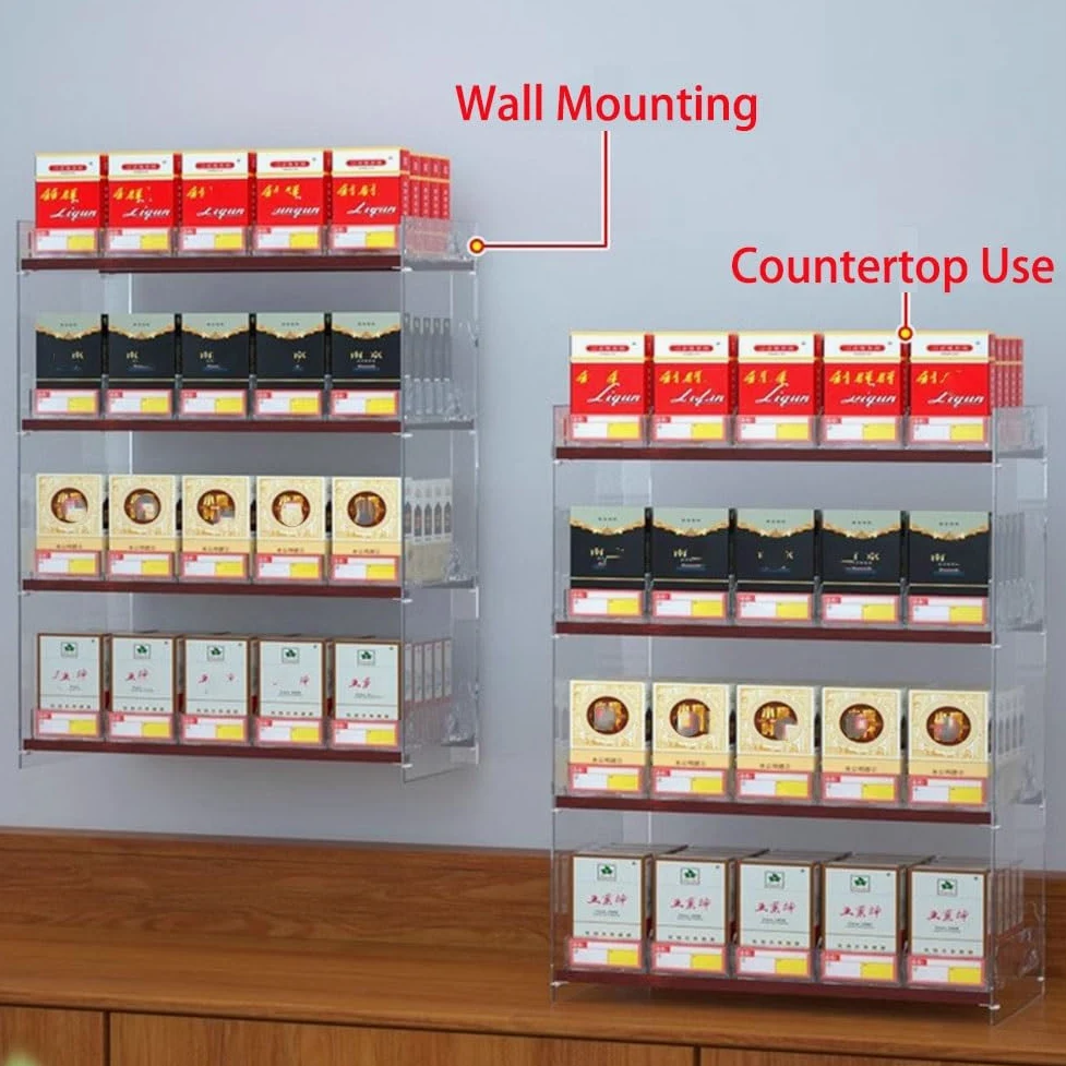 exproyzk Zigarettenständer - Streichholzschachtel-Display - Zigaretten, Zigarren, Süßigkeiten Display-Ständer - Laden-Display-Regale - Wand- Oder Thekendisplay (Farbe : klar, Größe : 62.5x29x87cm)