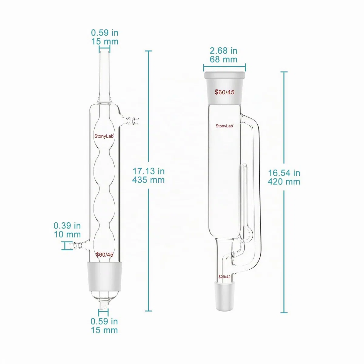 stonylab Borosilikatglas Soxhlet-Typ Extraktionsgerät, 60/45 Soxhlet Extraktor und Allihn Kondensator mit Zwei 1 L 29/42 Flachbodenkolben Laborextraktion Wesentliche
