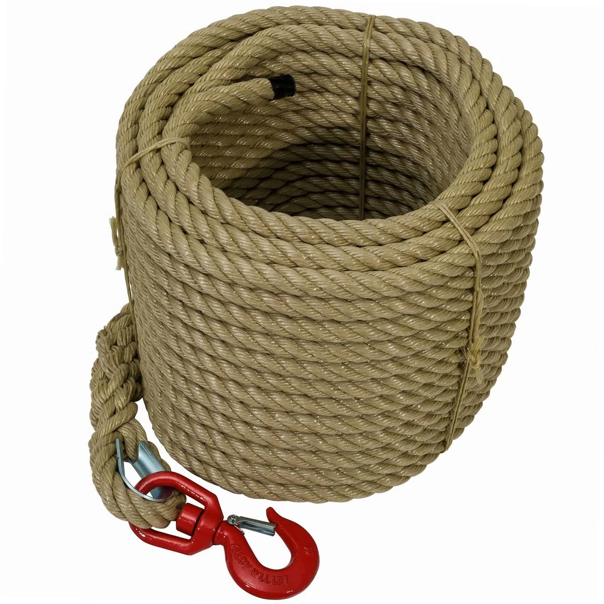 WerkaPro 10592 - Seilrolle mit Haken 30 m - D 20 mm - Das Seil ist in 4 Fäden aus Polypropylen geflochten