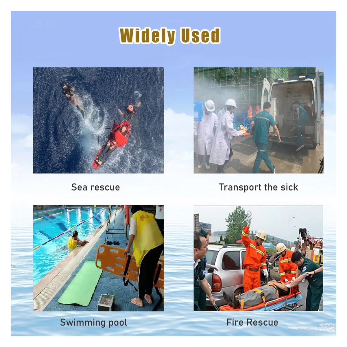 HAIXHX Spineboards Notfall-Rettungstrage Für Rettungsschwimmer, Schwimmendes Tragenbrett Für Schwimmbäder, Erste-Hilfe-Wirbelsäulentransferbrett Mit Immobilisationsgurtsystem(Orange)