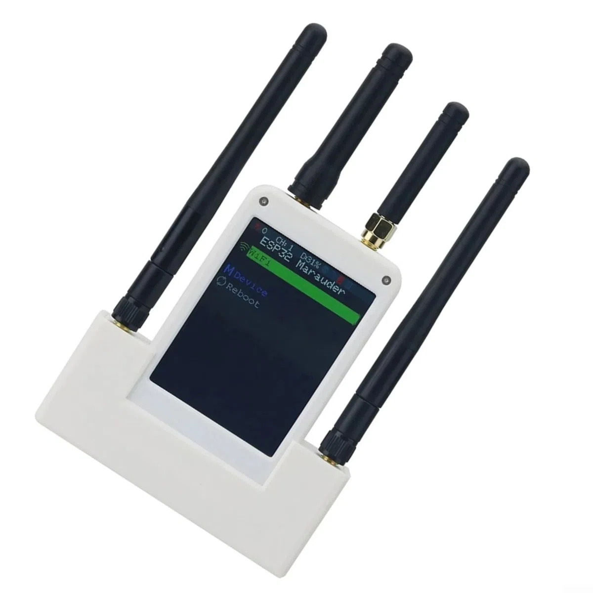 Funkwellen Detektor Analyse,Datenakquisition Messgerät Sensor,ESP32-C5 RF-Analyser Mit GPS, 433 MHz Und WLAN, Für Flipper Für Zero, 2,8 Zoll, Mit 800MAh Für Akku(White)