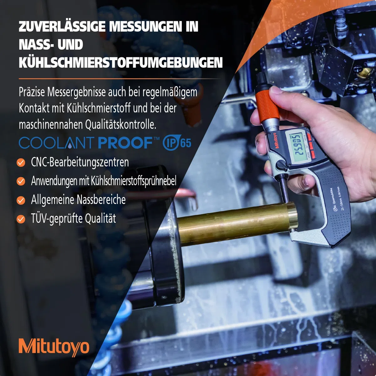 Mitutoyo 293-140-40 ABS Digital-Mikrometer MD-E25, 0-25 mm | 0,001 mm, bidirektionale Daten, IP65