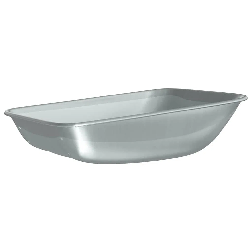 Metall Schubkarren Tray Silber 80 x 60 x 25 cm Stahl Schubkarrenschaufel Ersatz für Gartenarbeit