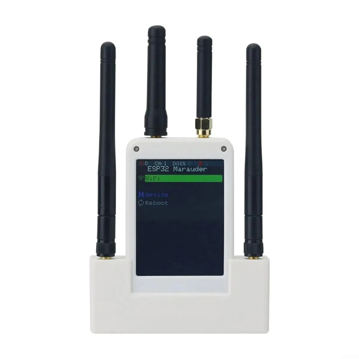 Funkwellen Detektor Analyse,Datenakquisition Messgerät Sensor,ESP32-C5 RF-Analyser Mit GPS, 433 MHz Und WLAN, Für Flipper Für Zero, 2,8 Zoll, Mit 800MAh Für Akku(White)