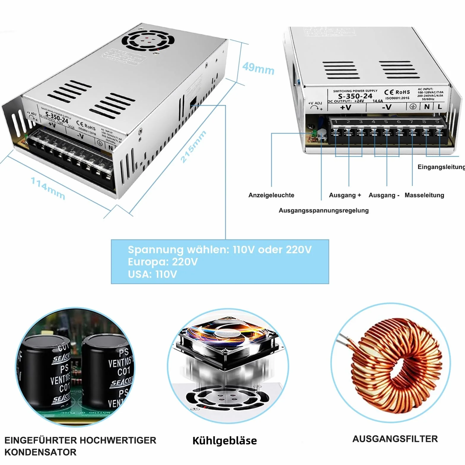 3 Achsen Nema 23 Schrittmotor 1.2Nm 170oz.in 3A & DM556 Stepper Motor Treiber, 350W Power Netzteil Kit Mach3 Steuerkarte CNC Controller Set für Graviermaschine 3D Drucker