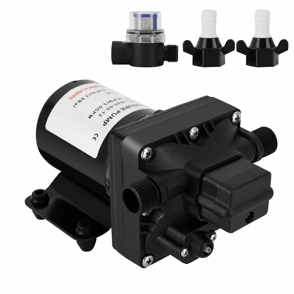 Wasserpumpe 12V für Wohnmobil, Modell 4008-101-E65, Heiß- und Kaltwasserspender, 55 Psi, 3 Gallonen Pro Minute, 7,5 Ampere, Selbstansaugend