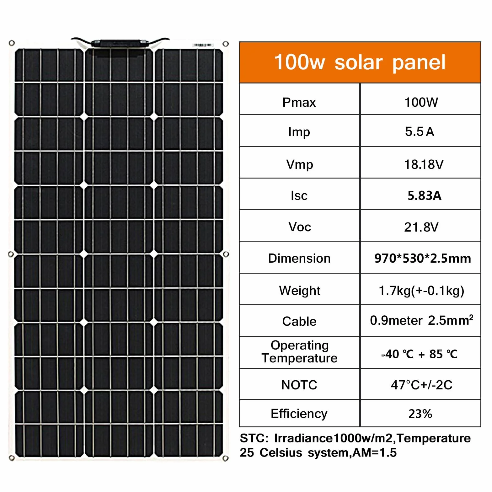 100W 12V Kit Solarpanel Flexibel Mit 10A Laderegler 12V, Monokristallines Photovoltaik Solarmodul,Solarkabel,für Wohnmobil, Wohnwagen, Auto,Boot,12V Batterie