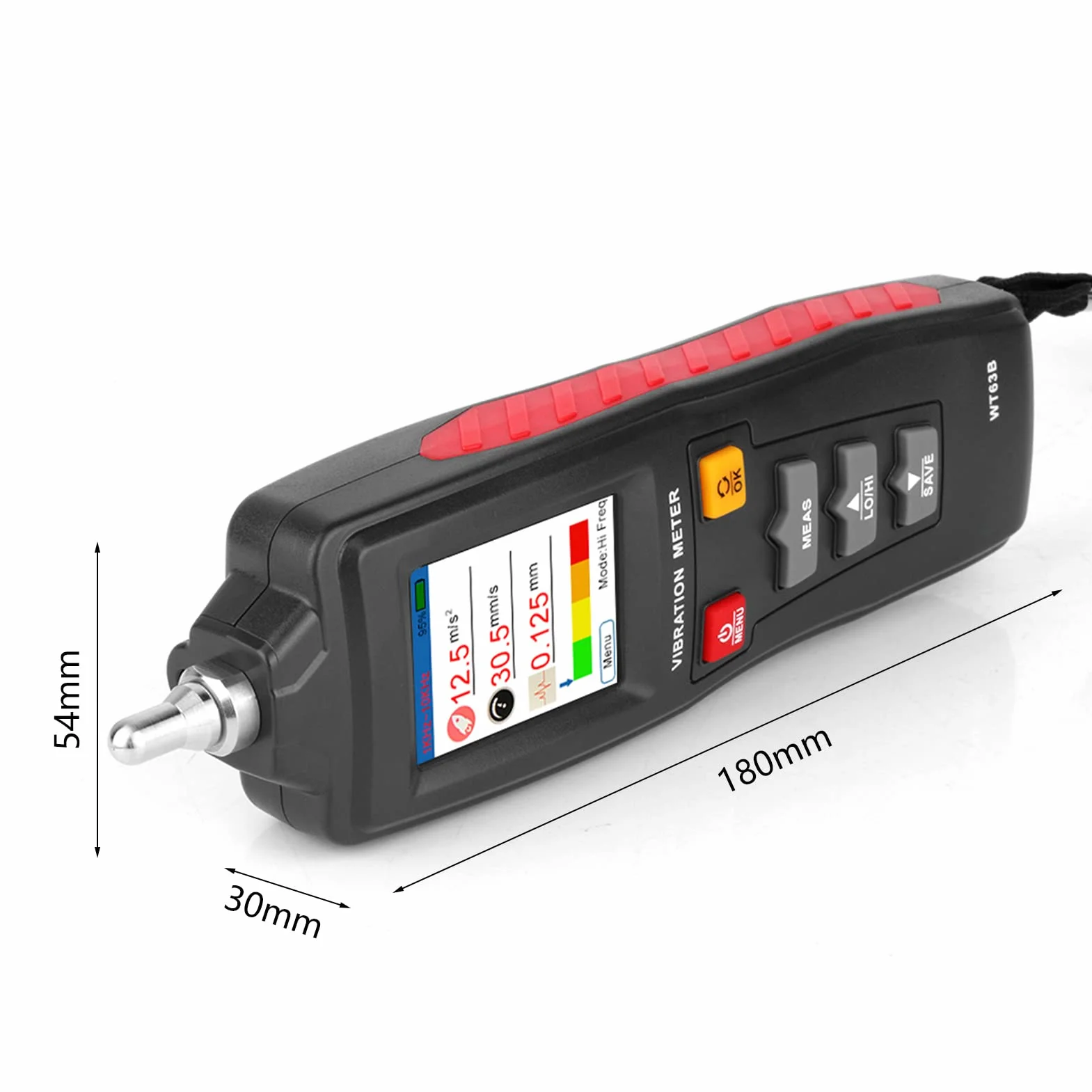 Jadeshay WT63B Vibrationsmesser, Digitales Vibrationsmessgerät, Handvibrometer, Beschleunigungsgeschwindigkeits-Verschiebungstester