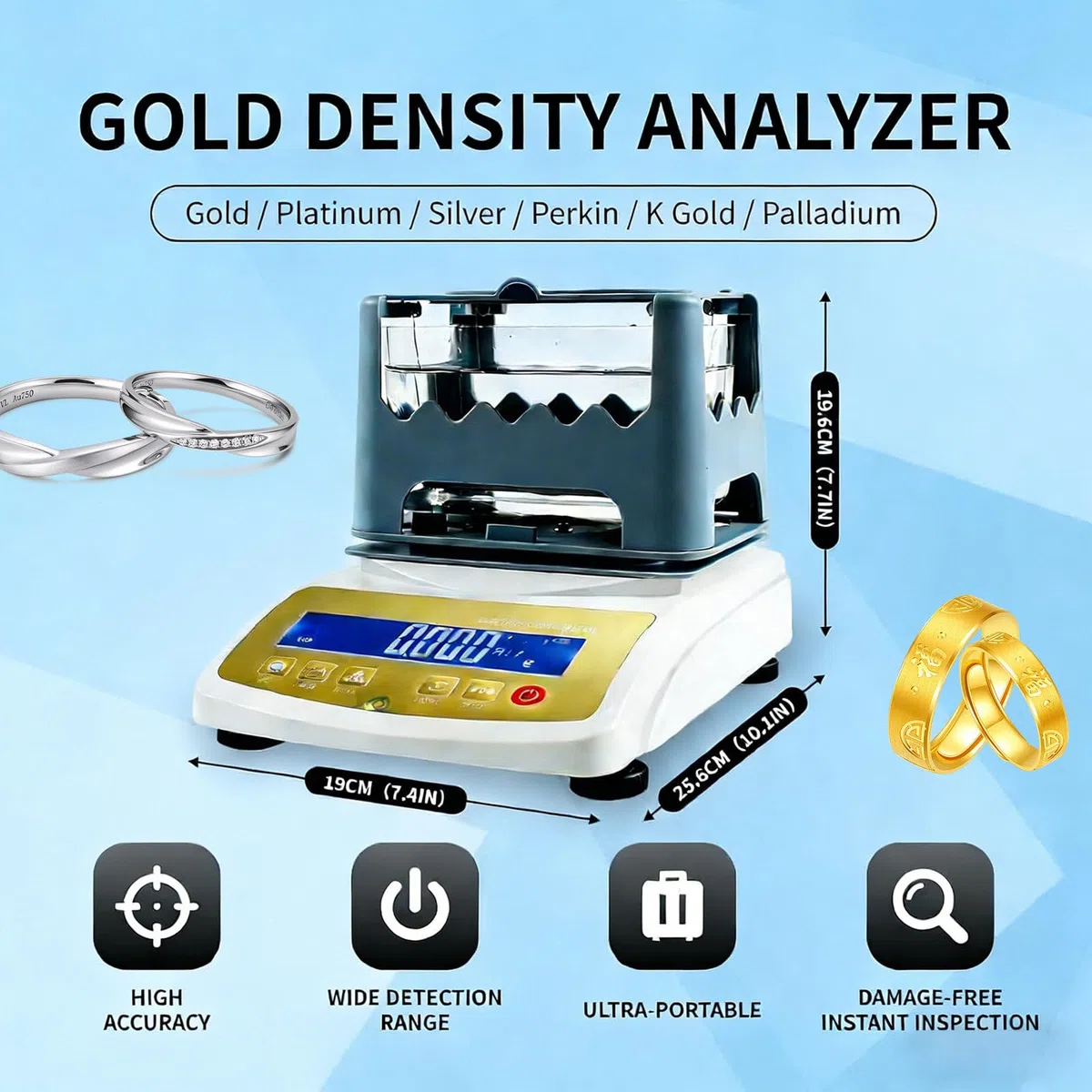 Goldreinheitsprüfer, Feststoffdichtemessgerät mit Digitales-Anzeige, Edelmetallreinheitsprüfer, Goldreinheitsgehaltsprüfer, Edelmetall-Pfandrückgewinnungs-Analysegerät MDJ-1200K