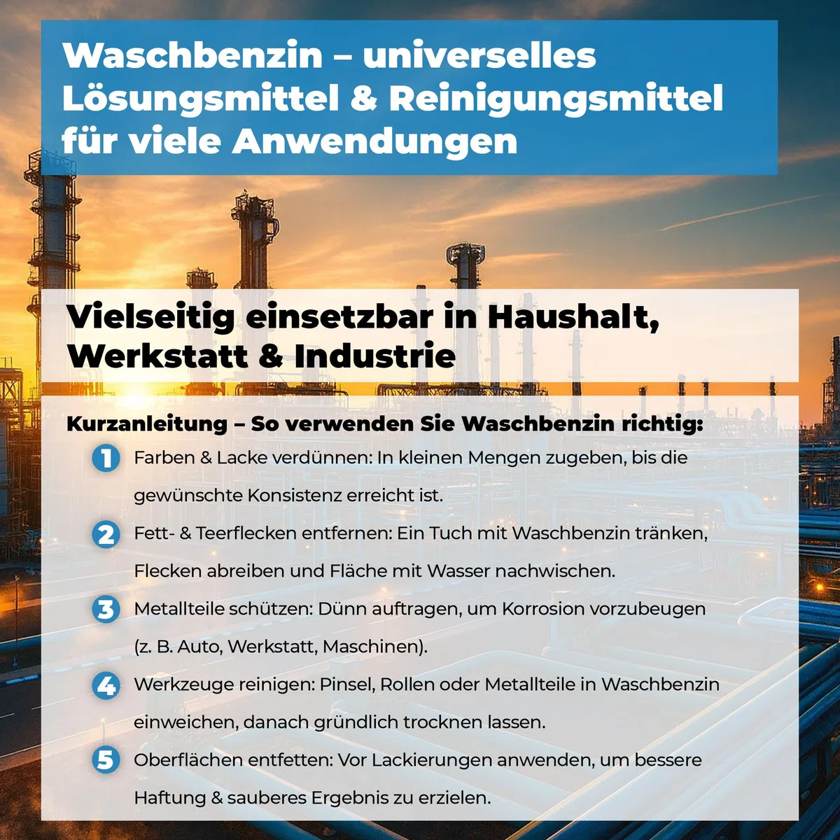 10 x 20L Waschbenzin – Universelles Lösungsmittel & Entfetter – Farben- & Lackverdünner | Werkzeug- & Pinselreiniger für Haushalt, Auto & Werkstatt – EU-Qualität