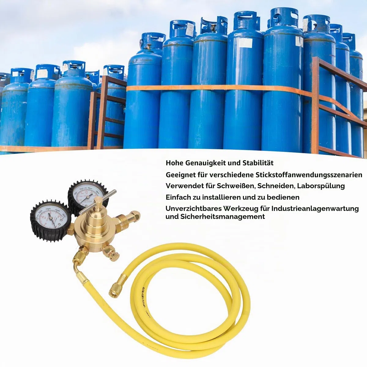 Stickstoffregler mit Schlauch nitrogen regulator Stickstoff-Manometer-Regler-Testkit, Messing-Einlass-Auslass-Anschluss mit 200 Cm Schlauch nitrogen regulator uk 800psi Équipement de soudage au gaz