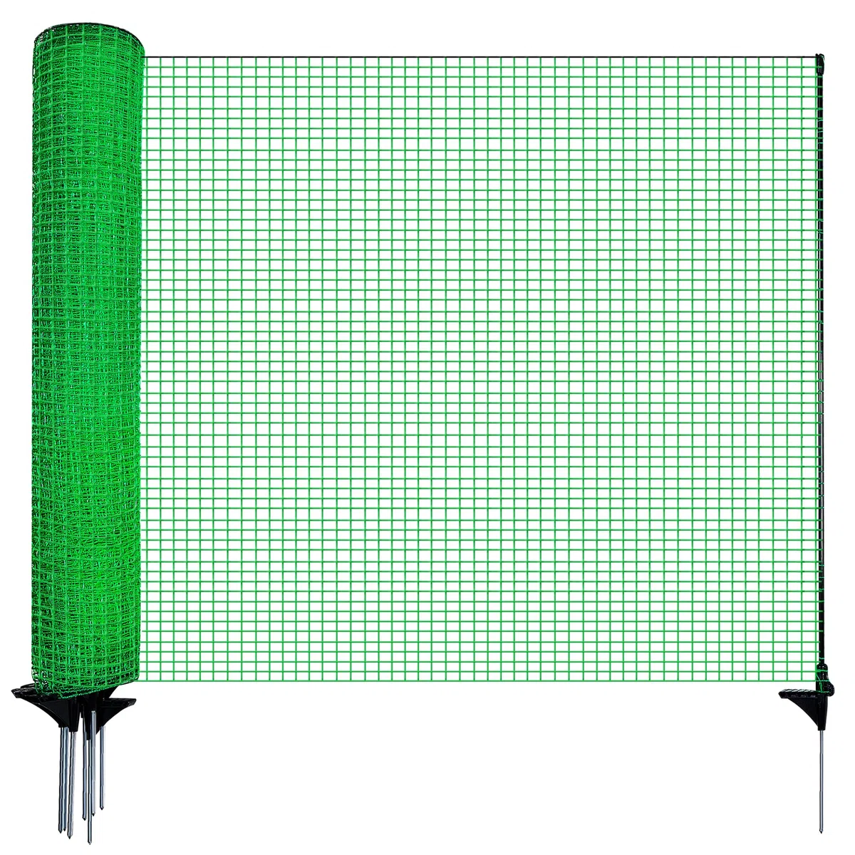 Signstek Mobiler Begrenzungszaun 120 cm hoch – 25 m Steckzaun mit 15 Pfählen, ohne Strom, engmaschig, grün | Hunde- & Hühnerzaun, Campingzaun