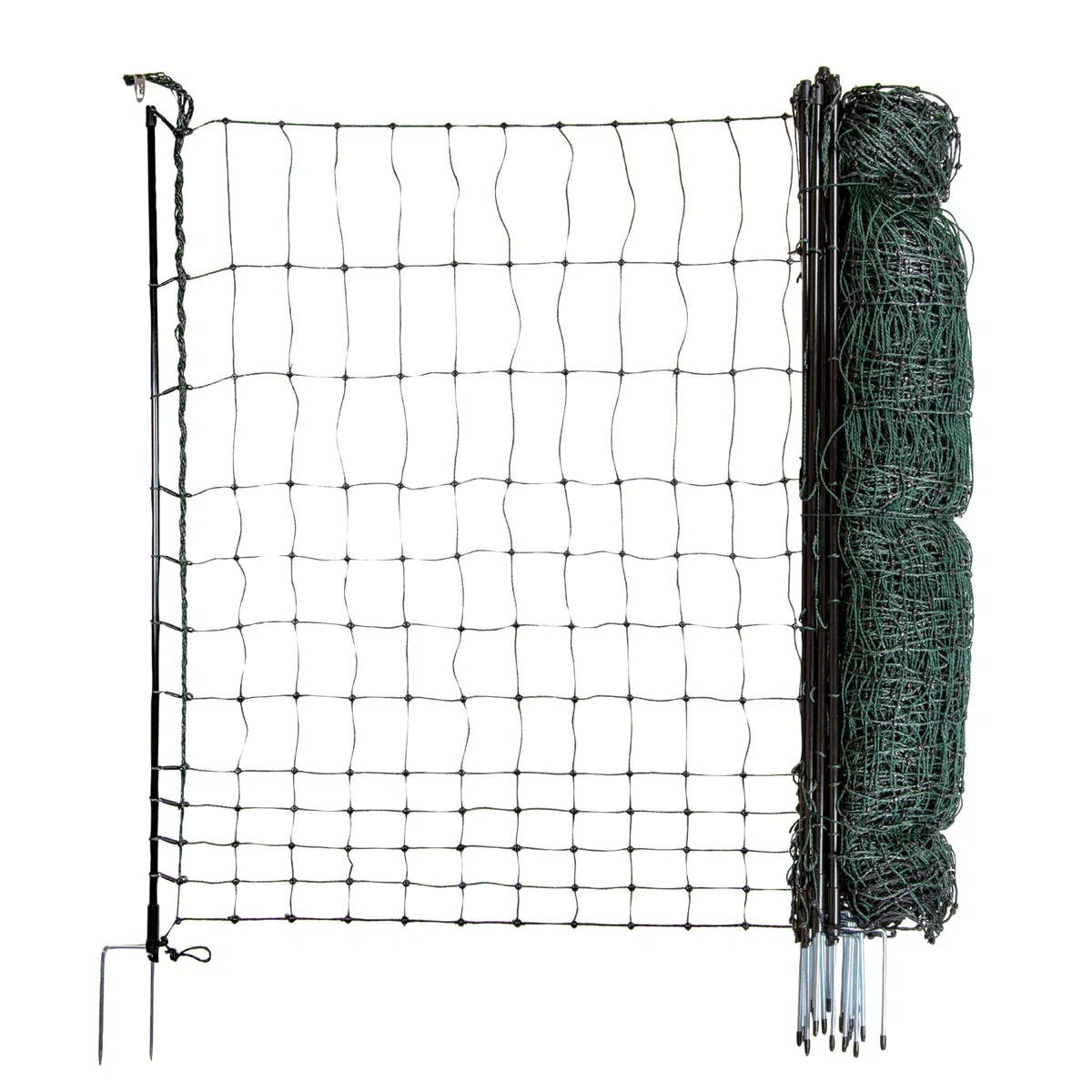 horizont Hühnerzaun strongLine 50m lang 120cm hoch - 15 Fiberglaspfähle mit Doppelspitze - Geflügelnetz ohne Strom, mobiler Geflügelzaun, Gartenzaun