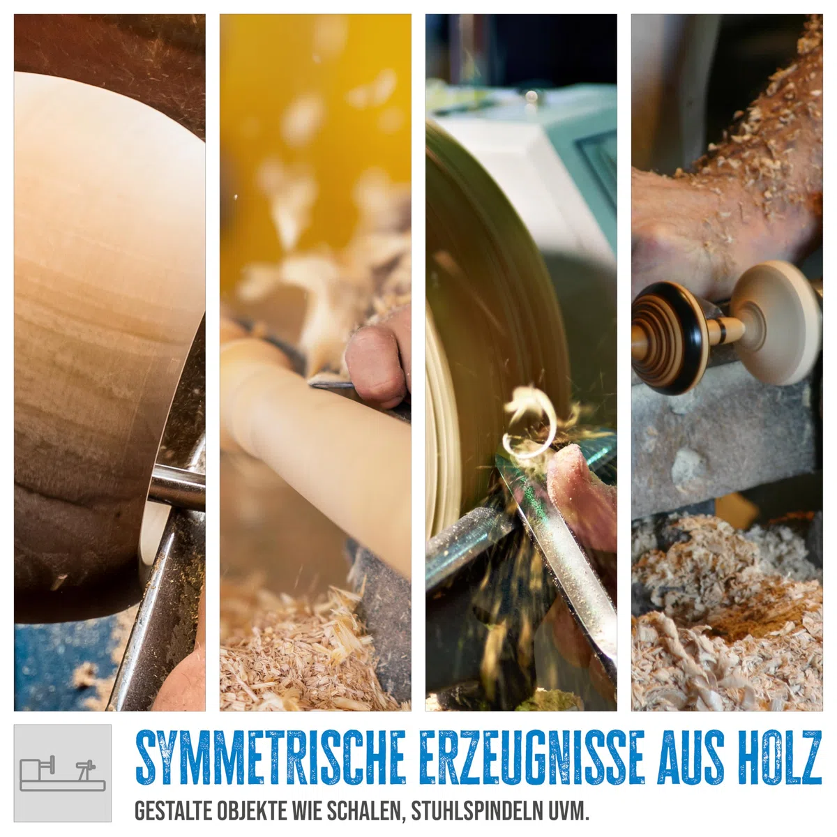 Güde Drechselmaschine GDM 600 (Getriebemotor 550 W, 800-3000 1/min, Softstarter, variable Geschwindigkeit, M18-Gewinde, Körnerspitze, Reitstock, Werkzeugauflage, für Werkstücke bis 600 mm/ø 250 mm)