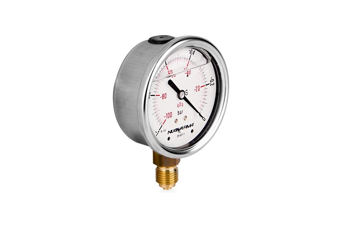 Glyzerin Gefüllt 63mm Hydraulische Druckmessgerät Manometer Glyzerin Messgerät Glycerin Manometer mit radialem Anschluss Vacuometr 1/4” -1-0 BAR VM63RL1/4-1-0