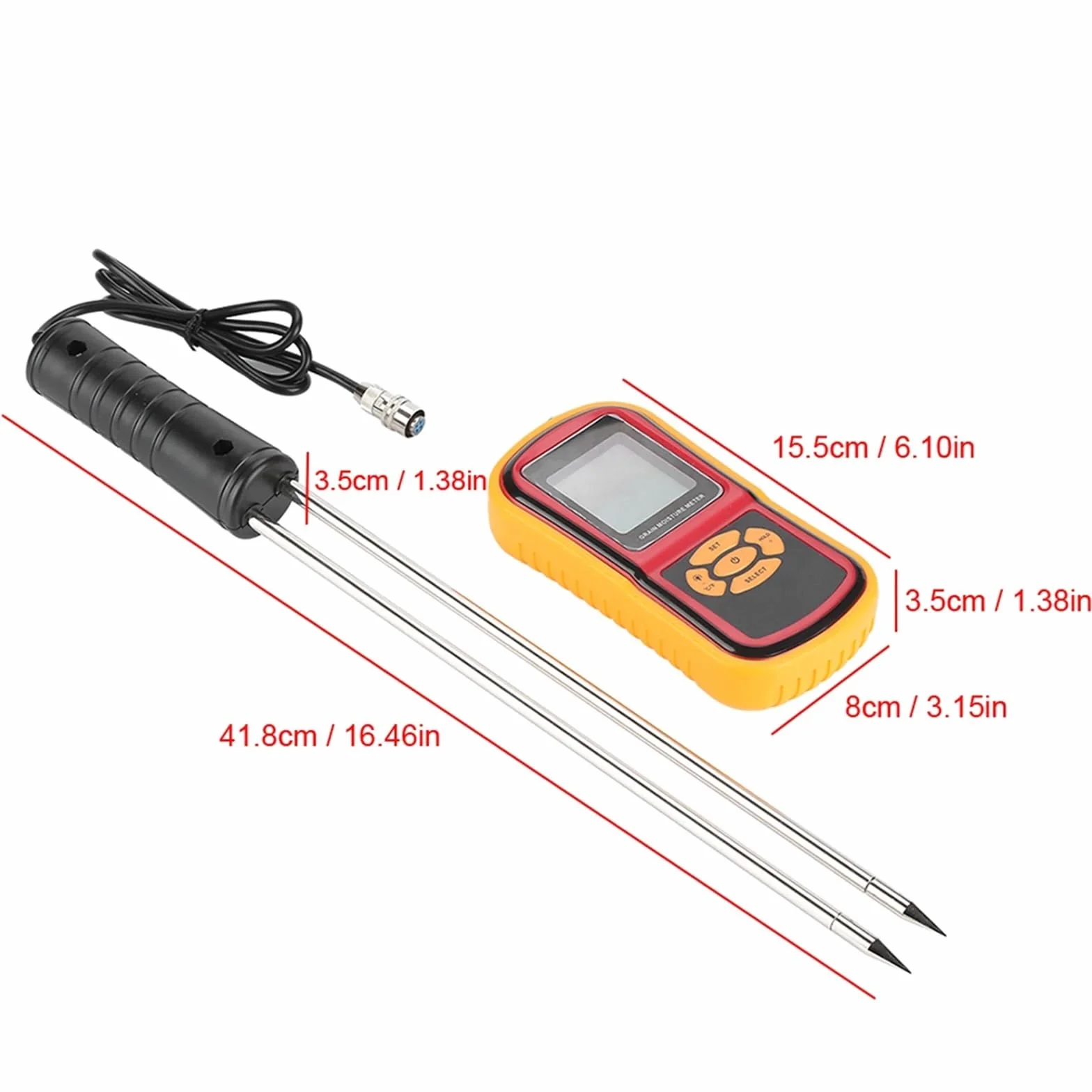 Feuchtigkeitsmessgerät, Tragbares digitales LCD-Feuchtigkeits- und Temperaturmessgerät for Getreide, Weizen, Reis, Mais Bohnen, LCD-Feuchtigkeitsmessgerät, Feuchtigkeitsmessgerät