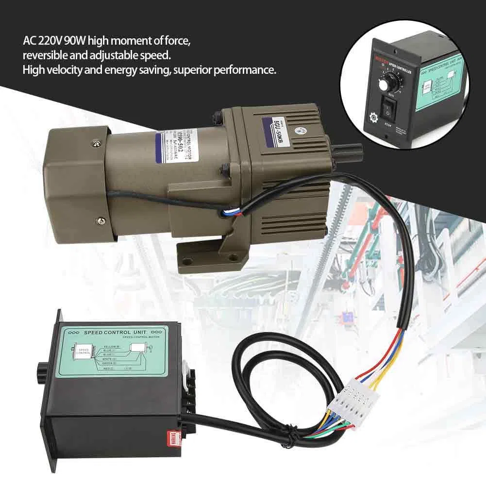 Wechselstrom 220V 90W Einphasen Asynchrongetriebemotor Verzögerung Einstellbare Geschwindigkeit Geeignet für die Verpackungsindustrie, Werkzeugmaschinenindustrie, Transportausrüstung (50K)