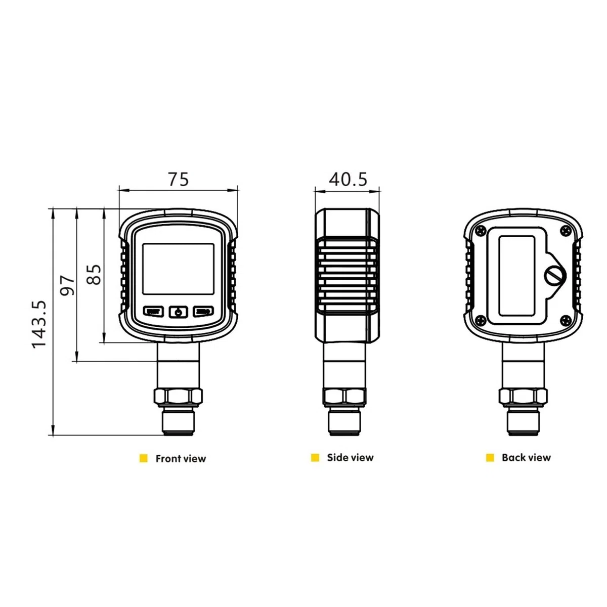 Digitales Manometer, DR-S280 330° drehbares Manometer G1/2 Zifferblatt 5 Ziffern(0-60KPa)