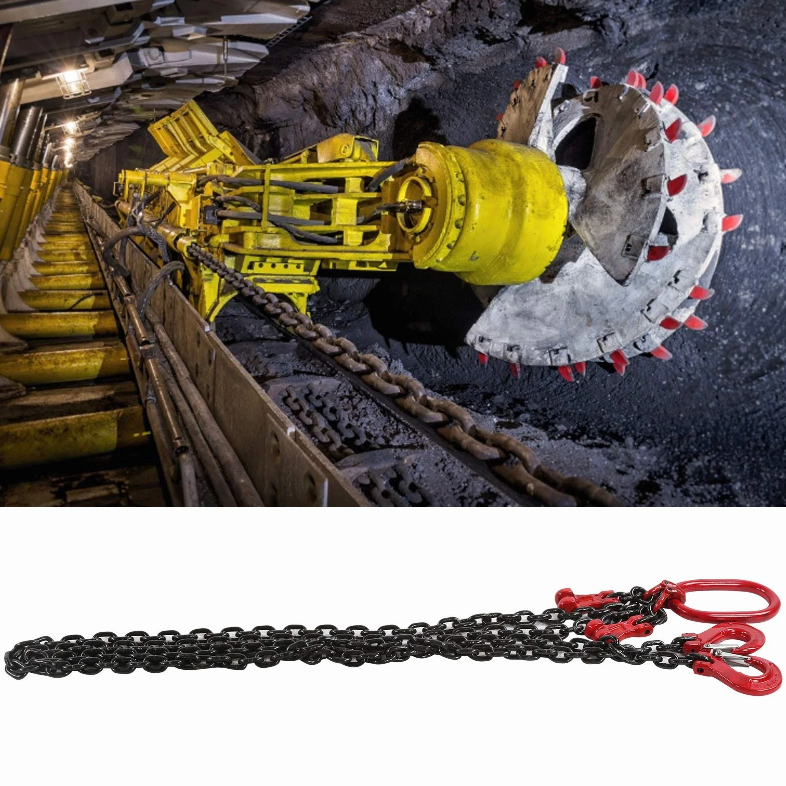Kettengehänge Anschlagkette 4.75T 2M 2 Strang 8mm Festigkeit Anschlagkette G80 Manganstahlkette Kettenschlinge Verkürzungshaken Krankette Krangehänge