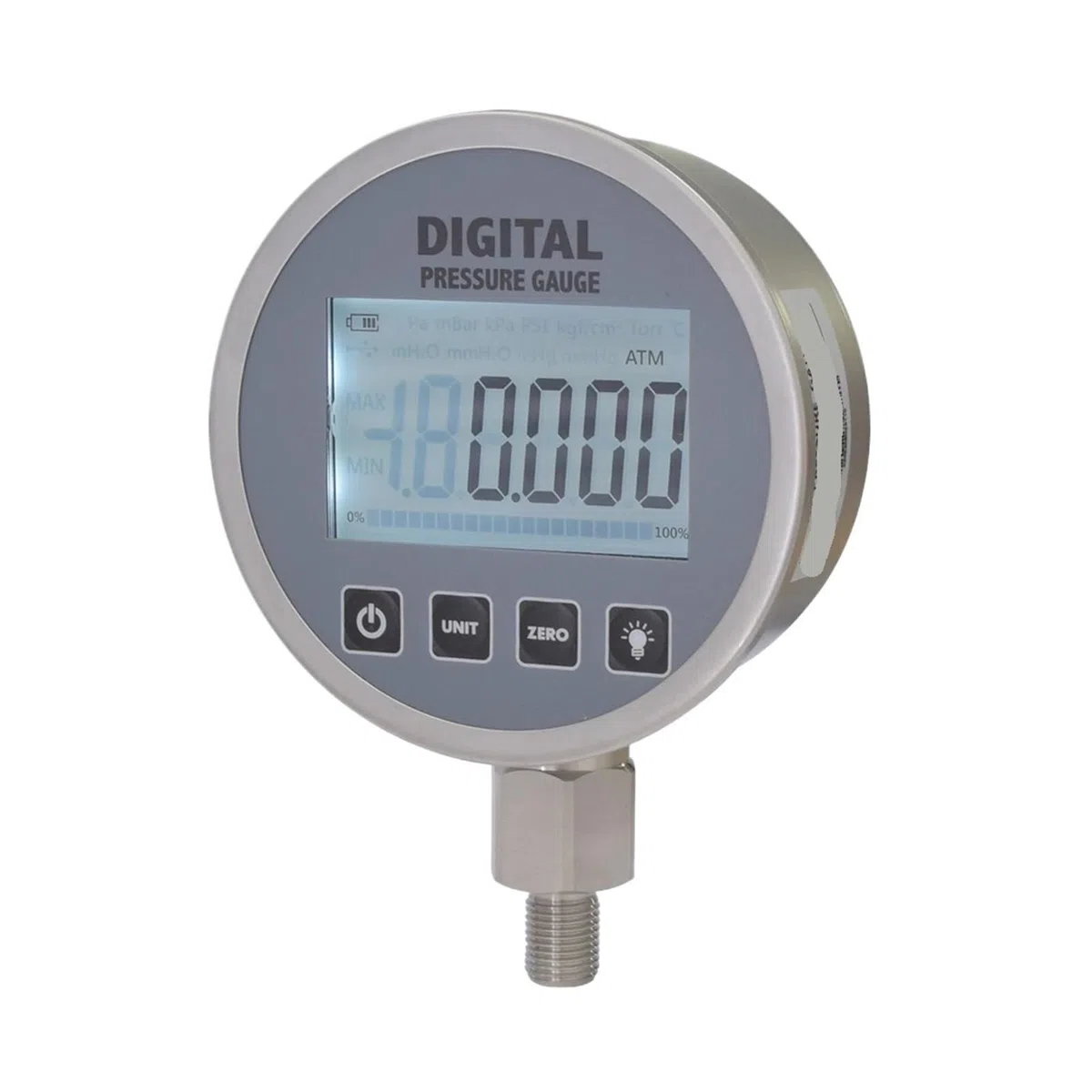 Digitales Manometer, Genauigkeit 0,4, Edelstahl-Manometer G1/2 105 mm for Öl-Wasser-Messung(0-250Kpa)