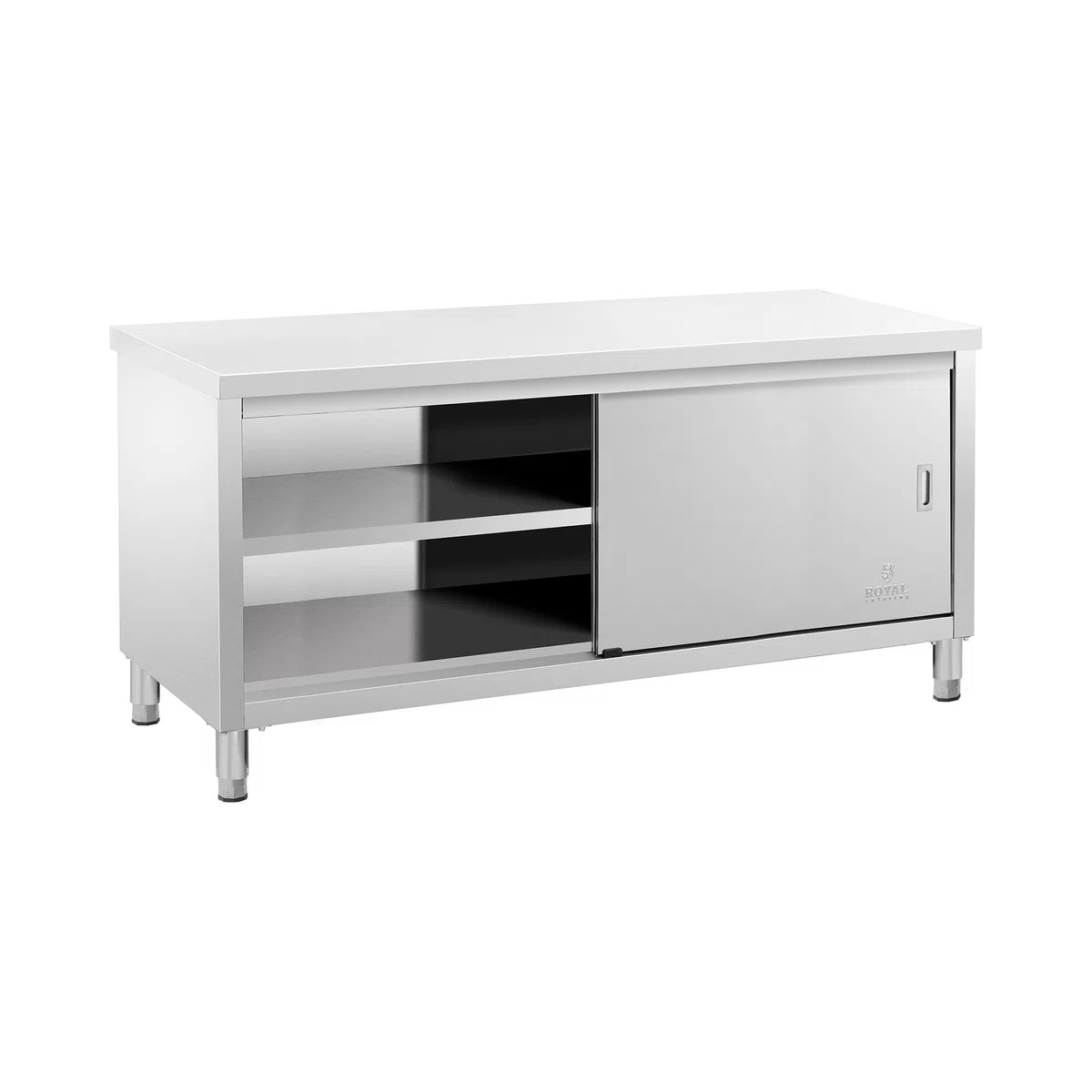 Royal Catering Arbeitsschrank Edelstahl 180 x 70 cm 500 kg Tragkraft Gastro Edelstahlschrank