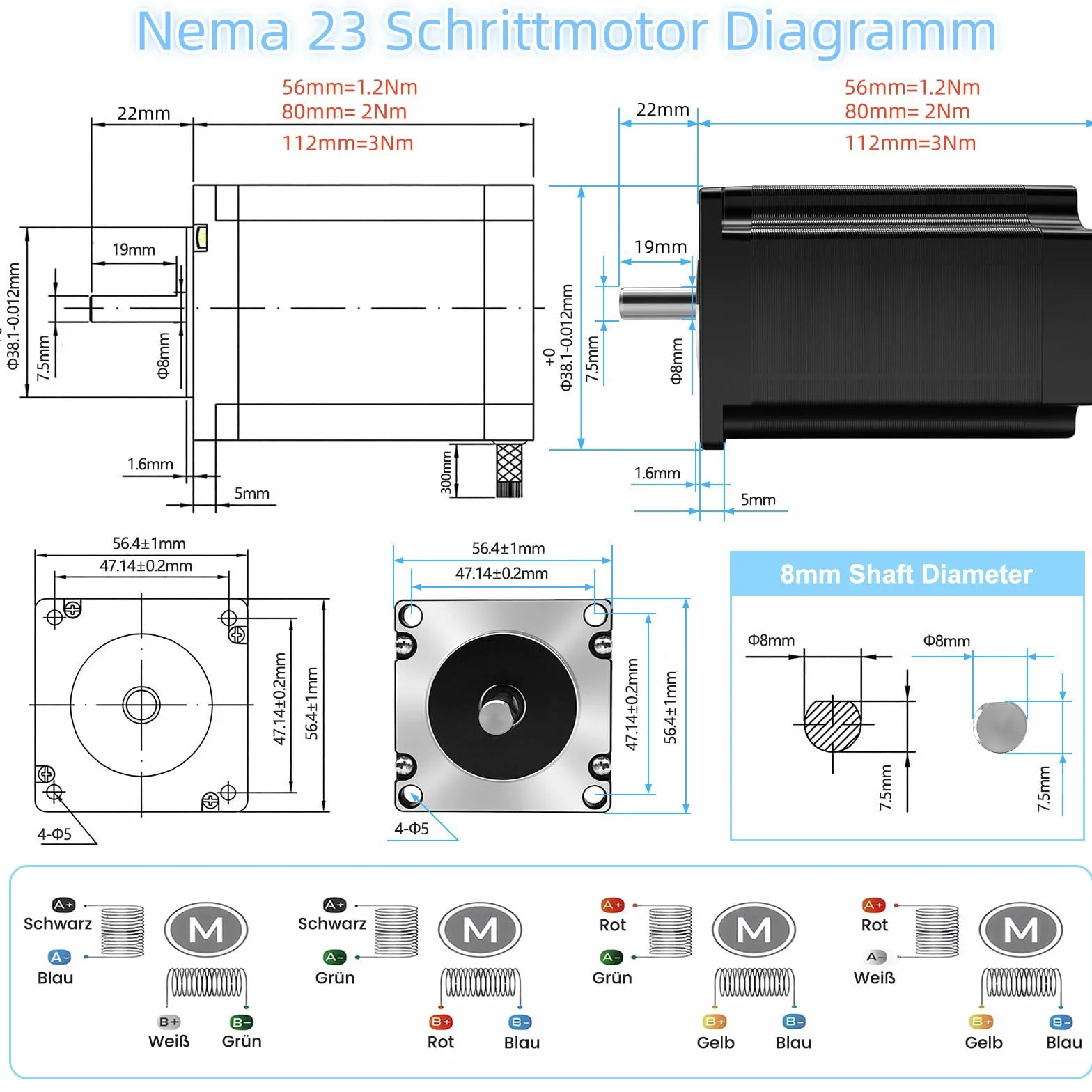 3 Achsen Nema 23 Schrittmotor 1.2Nm 170oz.in 3A & DM556 Stepper Motor Treiber, 350W Power Netzteil Kit Mach3 Steuerkarte CNC Controller Set für Graviermaschine 3D Drucker