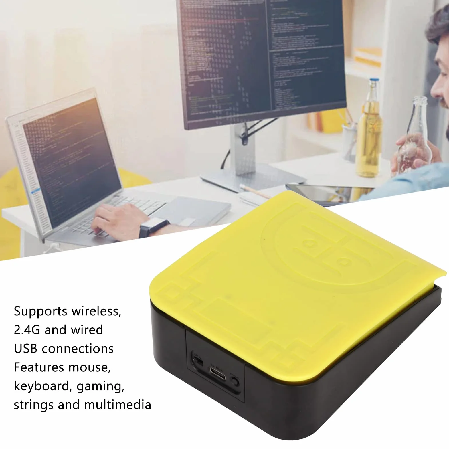 Zunate Kabelloser Fußpedalschalter, Bluetooth 2.4G USB Tri Mode Fußschalter Einzelner Fußschalter Programmierbare Computertastatur, Mechanischer Schalter Keyabord