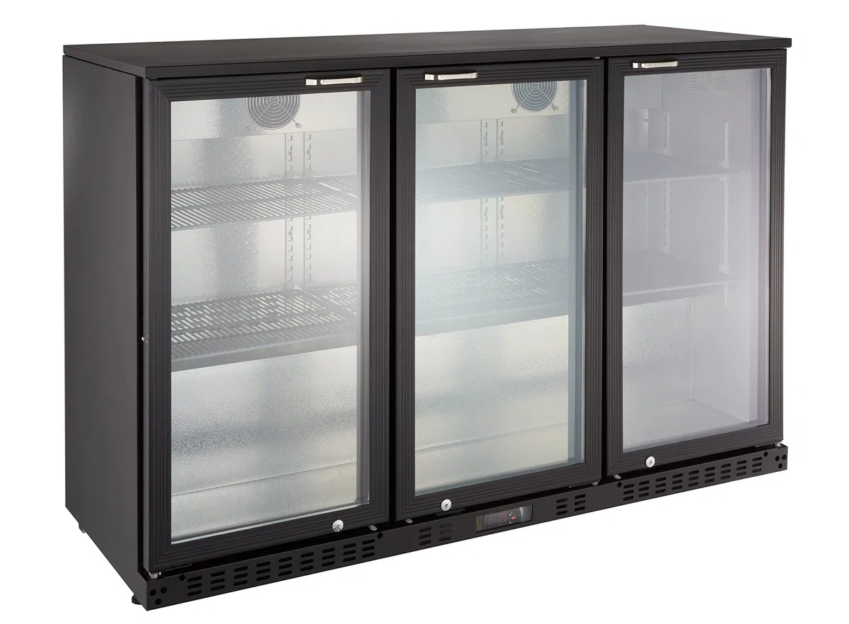 GastroHero Barkühlschrank ECO 320 mit Klapptüren schwarz Gastronomiebedarf