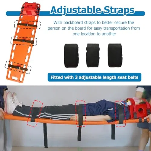 Schwimmfähige Rettungstrage,Tragbares Spineboard mit Kopf immobilisator und Gurten, Ideal für Schwimmbäder, Strände, Feuerwehr und Erste-Hilfe-Einsätze,Wasserrettung