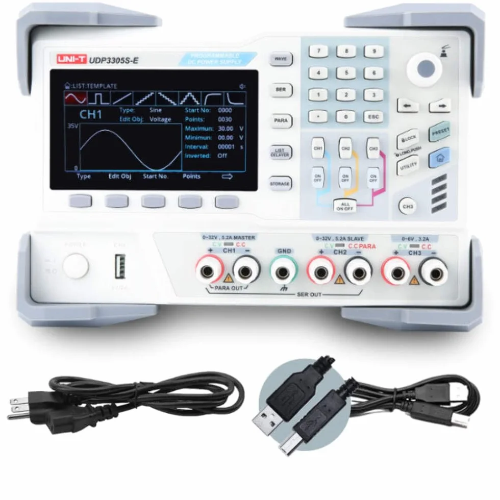 Uni-T UDP3305S-E programmierbares lineares DC Labornetzgerät Labor-Netzteil mit 4 Kanäle, 328W, 10mV,1mA Resolution; Spannung<0.3%+20mV Strom<0.2%+5mA Einstellgenauigkeit