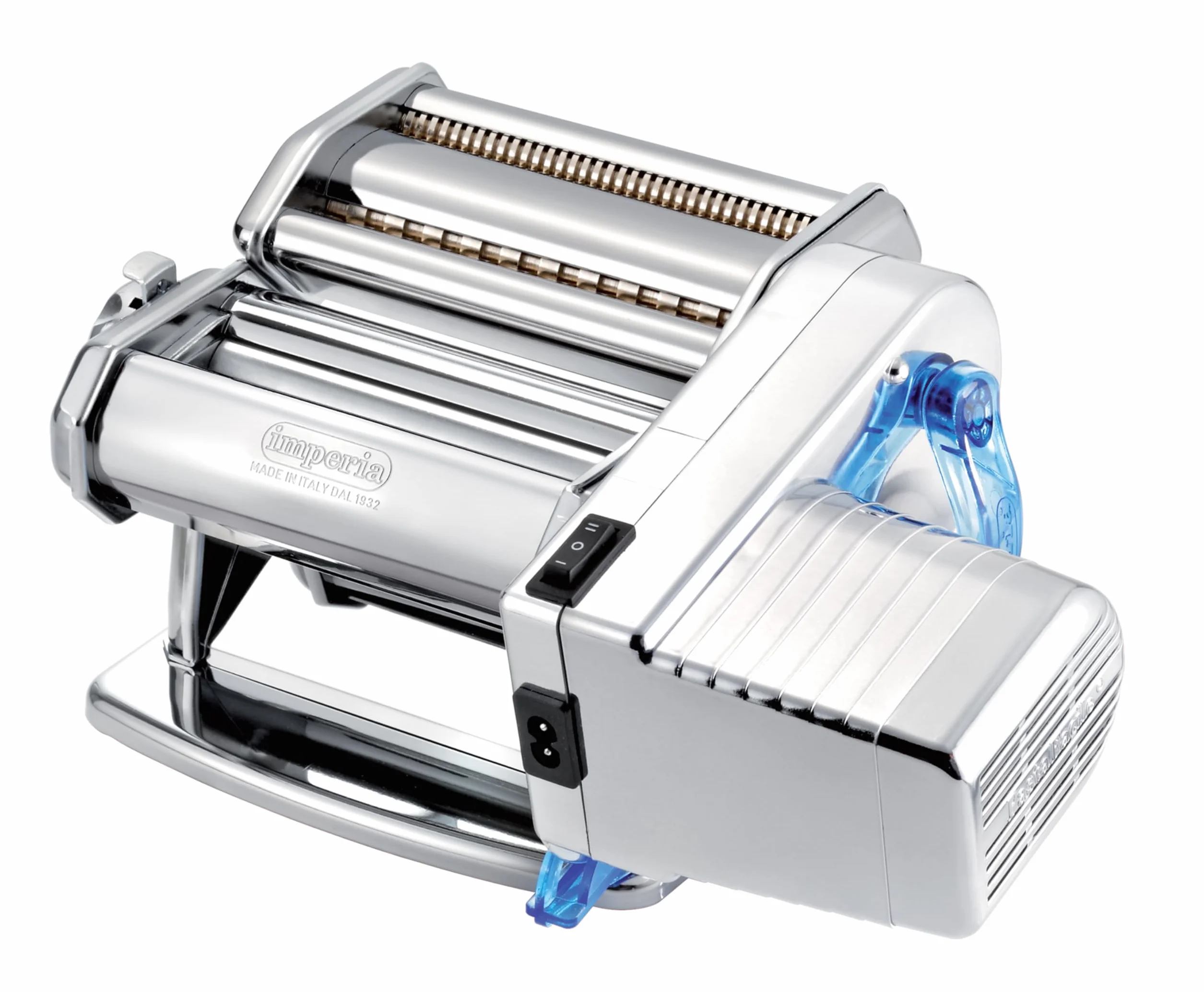 Imperia Electric Linie Classica. Elektrische Nudelmaschine. 100% Made in Italy. Frischpastamaschine aus Stahl mit 220v Elektromotor. Elektrische Teigmaschine für Lasagne, Tagliolini, Fettuccine.