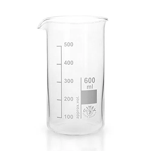 12 x 600ml Becherglas aus hitzefestem Borosilikatglas, graduiert, mit Ausguss, hohe Form * Messbecher, Bechergläser, Laborglas, Laborbecher *