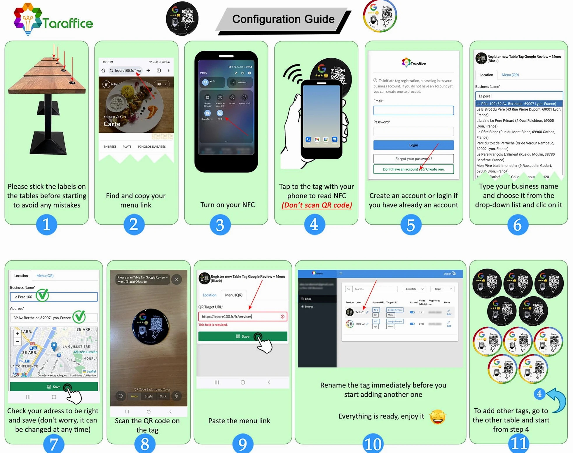 2in1 Hybrid-Restauranttisch-NFC-Platte, QR-Code-Menü + NFC-Epoxidharz Google-Rezension | Kompatibel mit iPhone und Android | Für Restaurants, Bars, Cafés, Fastfood (Schwarz, 20
