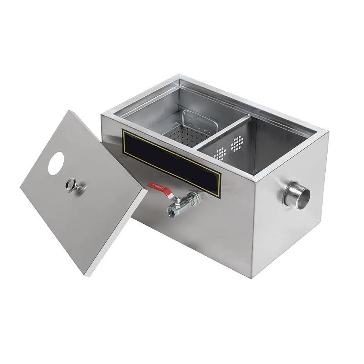 PROPFE Grease Trap Interceptor, Stainless Steel Wastewater Grease Traps Commercial for Under Sink, Commercial Grease Separator with Top Inlet for Restaurant Kitchens, Hotels and Buffets