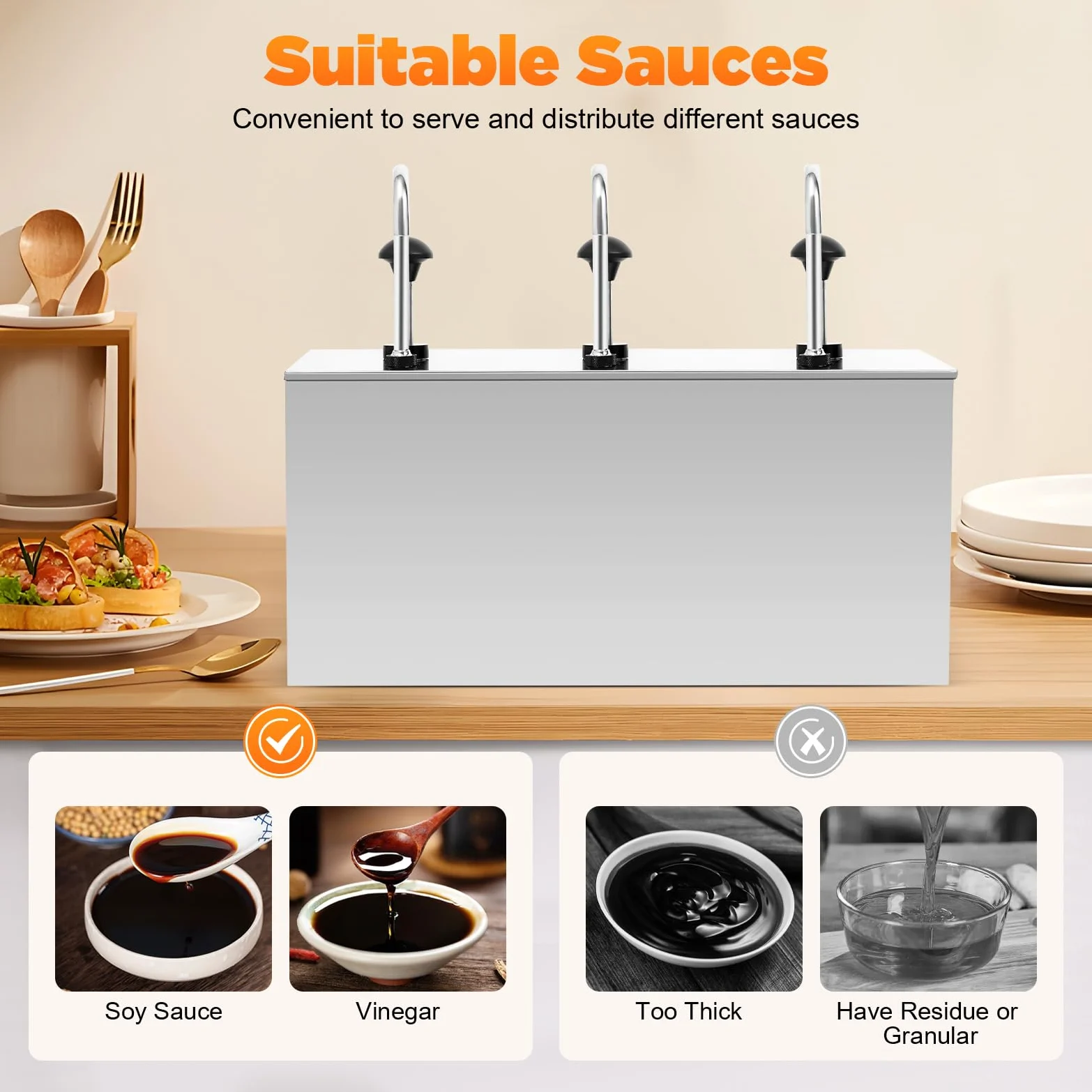 Soßenpumpenspender, 3X4L Edelstahl Soßenspender Gewürzpumpe, Essig Kochwein Honig Sirup Ketchup Spender Pump Soßenspender Sauciere Dispenser für Küchen Cafeterias Hotels Restaurants