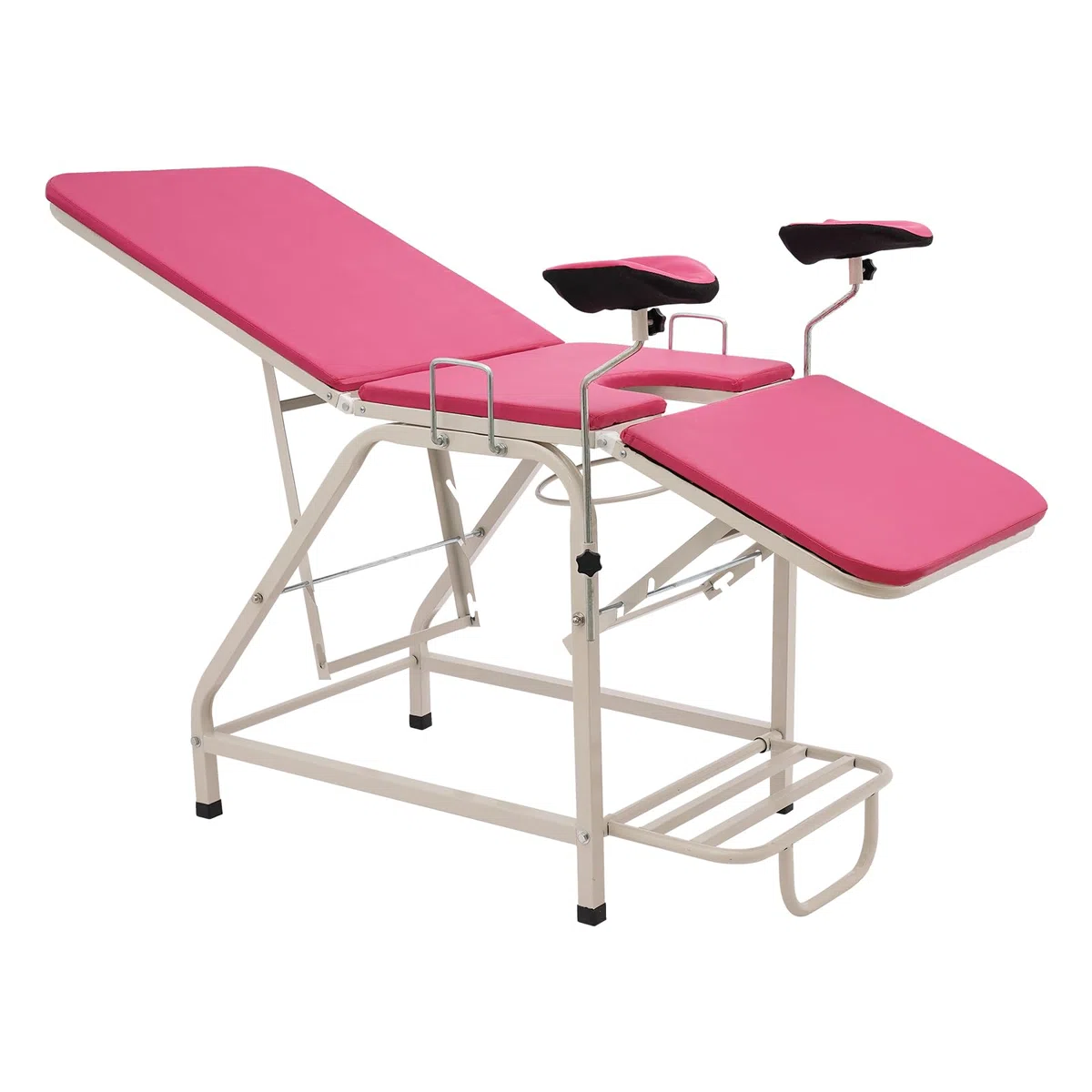 Gynäkologischer Stuhl, Klappbar Untersuchungstisch Gynstuhl Verstellbarer Rücken und Beine, Tragfähigkeit 150Kg, Kreißsaalstuhl für Untersuchung, Diagnose, Chirurgie (Rosa)