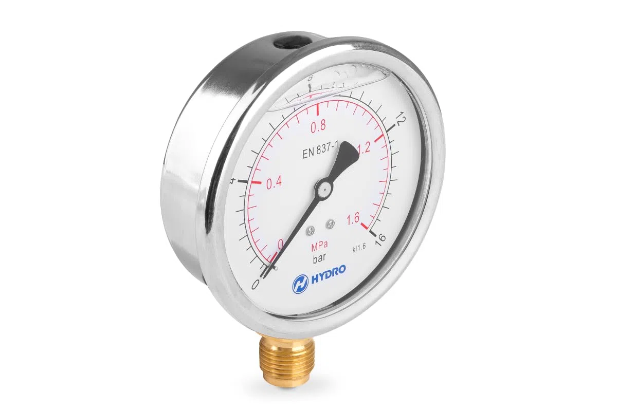 Hydraulik Manometer DN100 Glyzerin Gefüllt 100mm Hydraulische Druckmessgerät Manometer Glyzerin Messgerät Glycerin Manometer mit radialem Anschluss 1/2” 0-16 BAR M100RL1/20-16 H