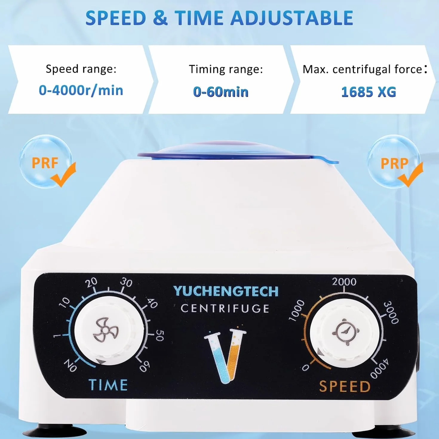 YUCHENGTECH Tischzentrifuge 6X10ml Zentrifuge Labor Zentrifuge 4000 U/min 0-60 min Timing 1685XG für 5/7/10ml Zentrifugenröhrchen