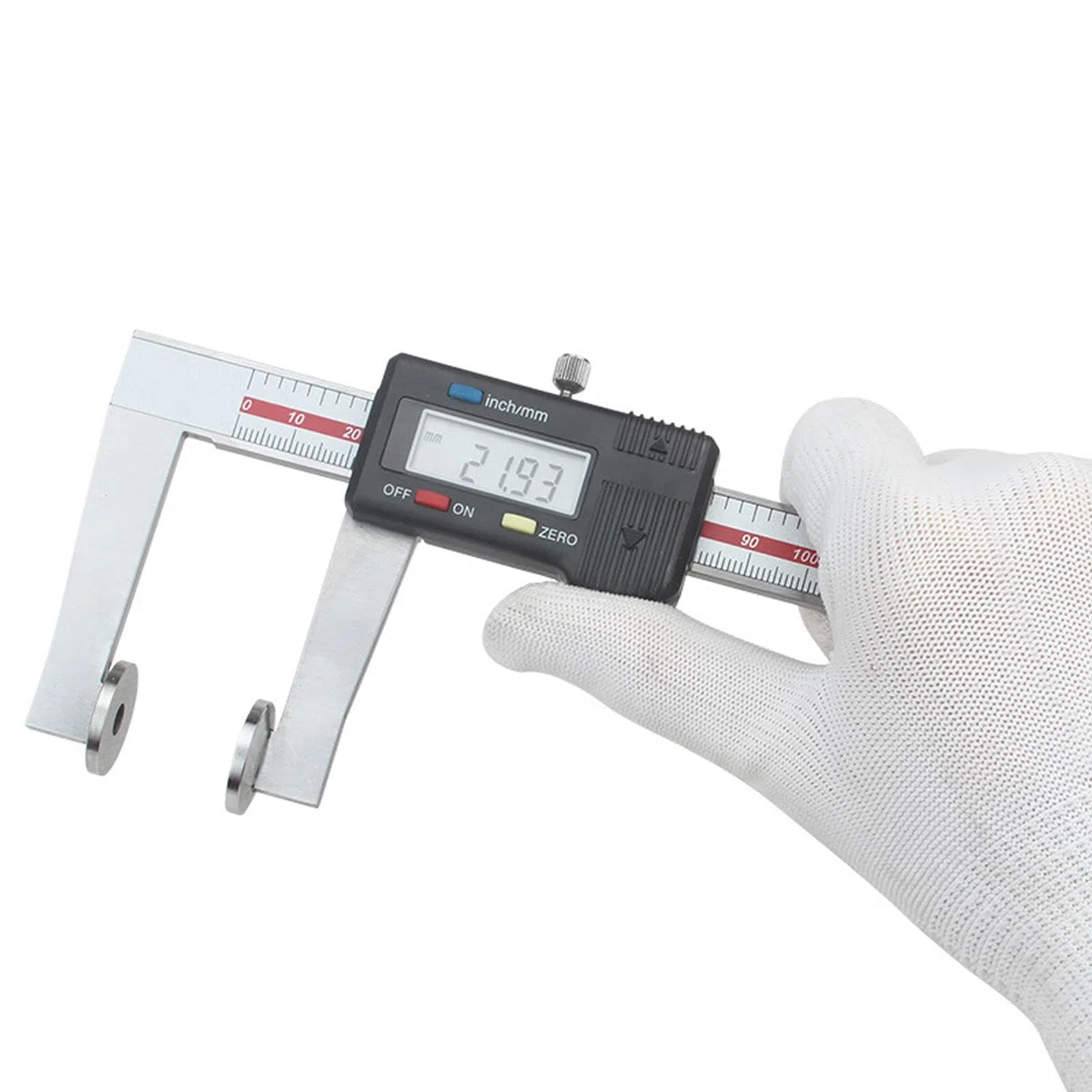 Digital Messschieber Messbereich 150 mm - Tellermessflächen, Edelstahl Messlehre Messwerkzeuge mit Ersatzbatterie und größem Display, mm/inch (0-150 mm)