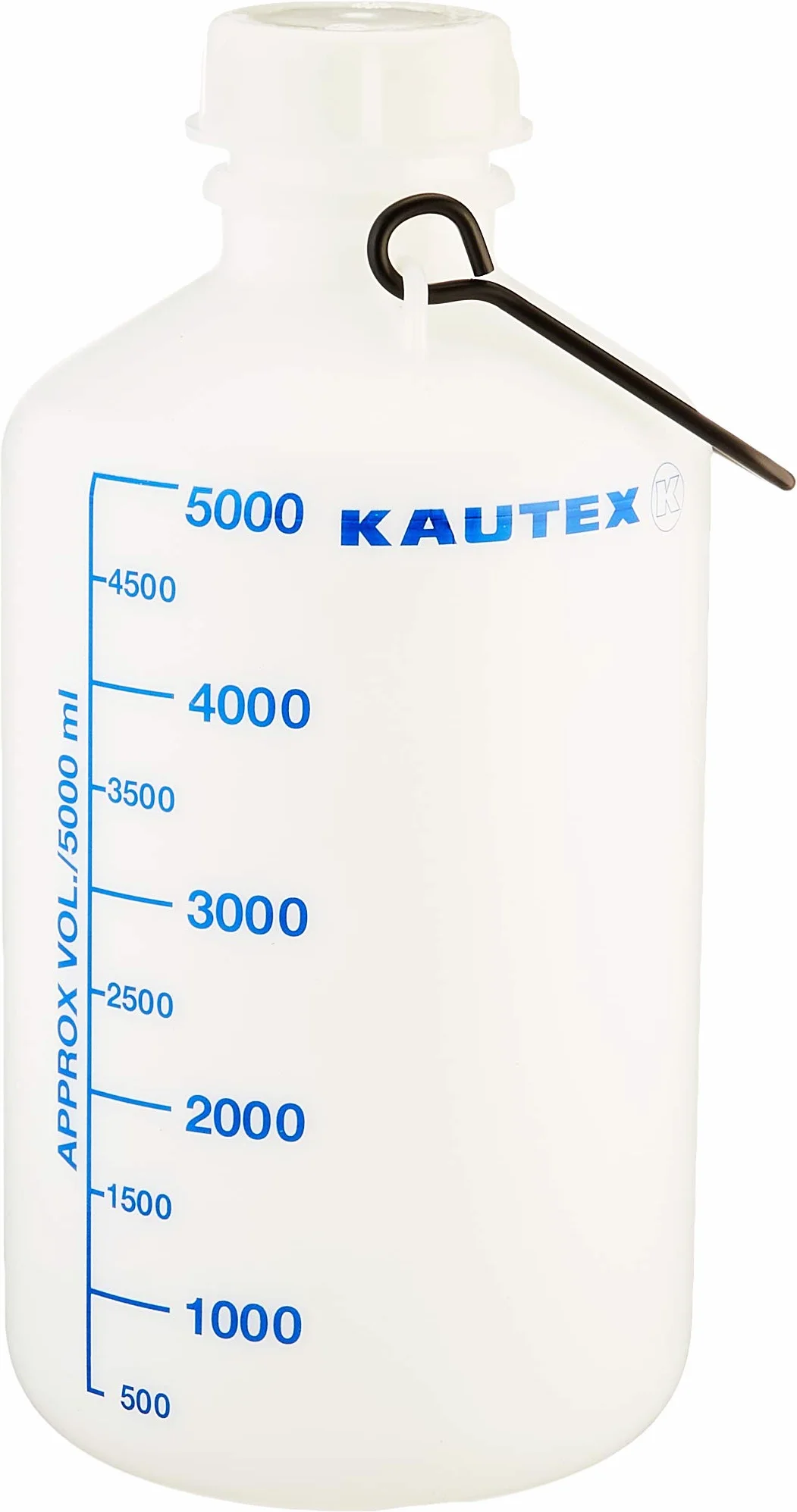 Kautex Serie 350 HDPE Ballon ohne Hahnanschluss/Verschluss und mit Blau Graduiert, Natur, 5L Kapazität, 330mm Höhe, 11 Stück