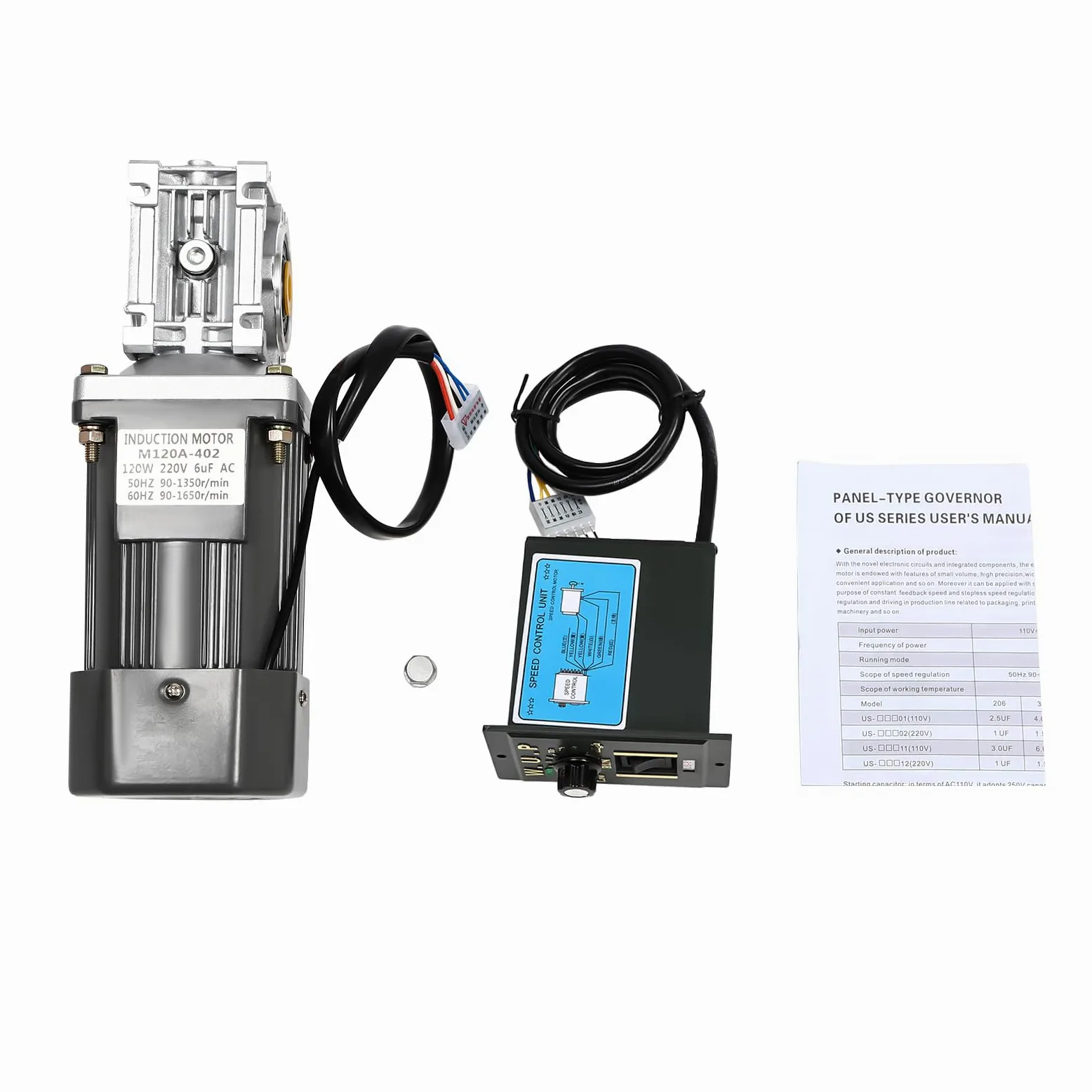 Getriebereduzierungsmotor,Gear Motor Elektromotor Getriebemotor mit Drehzahlregler Einphasig Wechselstrom-Getriebemotor Einstellbare,Speed Controller