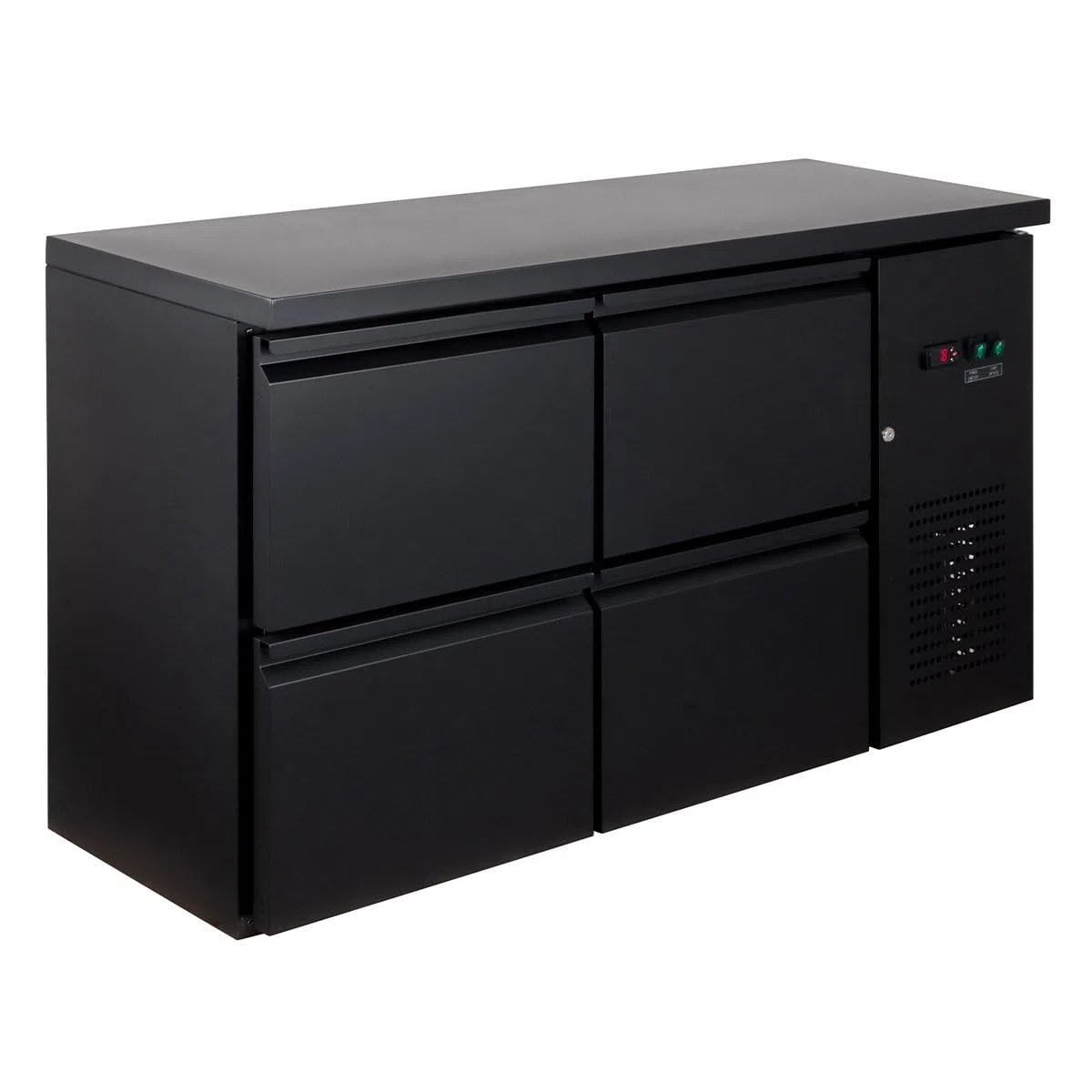 GastroHero Barkühltisch 146x52 cm mit 4 Schubladen Umluftkühlung +2 bis +8 °C Getränkekühltisch Bar Kühlschrank Gastro