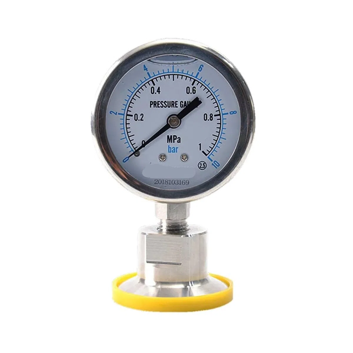 Manometer SS316 Tri Clamp 1,5" (50,5 mm) Durchmesser 60 mm Genauigkeit 2,5% FS 0-600 Bar Membran SS 316L Manometer (Color : 0-10 bar, Size : 1pc)