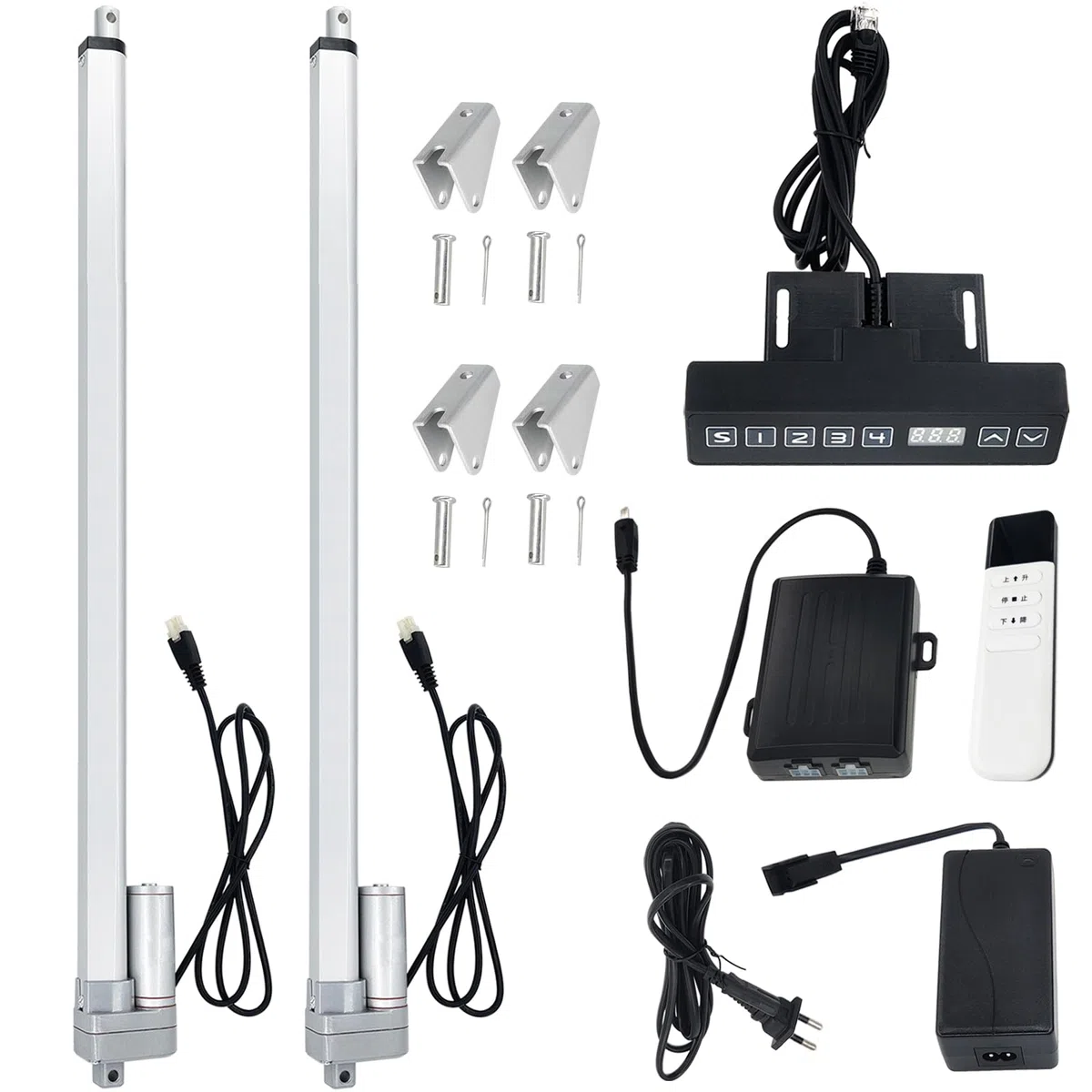 2 Stücke 1000mm Hub Synchronisierend Linearantrieb 3000N 5mm/s IP65 Wasserdicht AC90-240V Linearmotor Linear Actuator mit Netzteil,Synchronregler und Montagebügeln