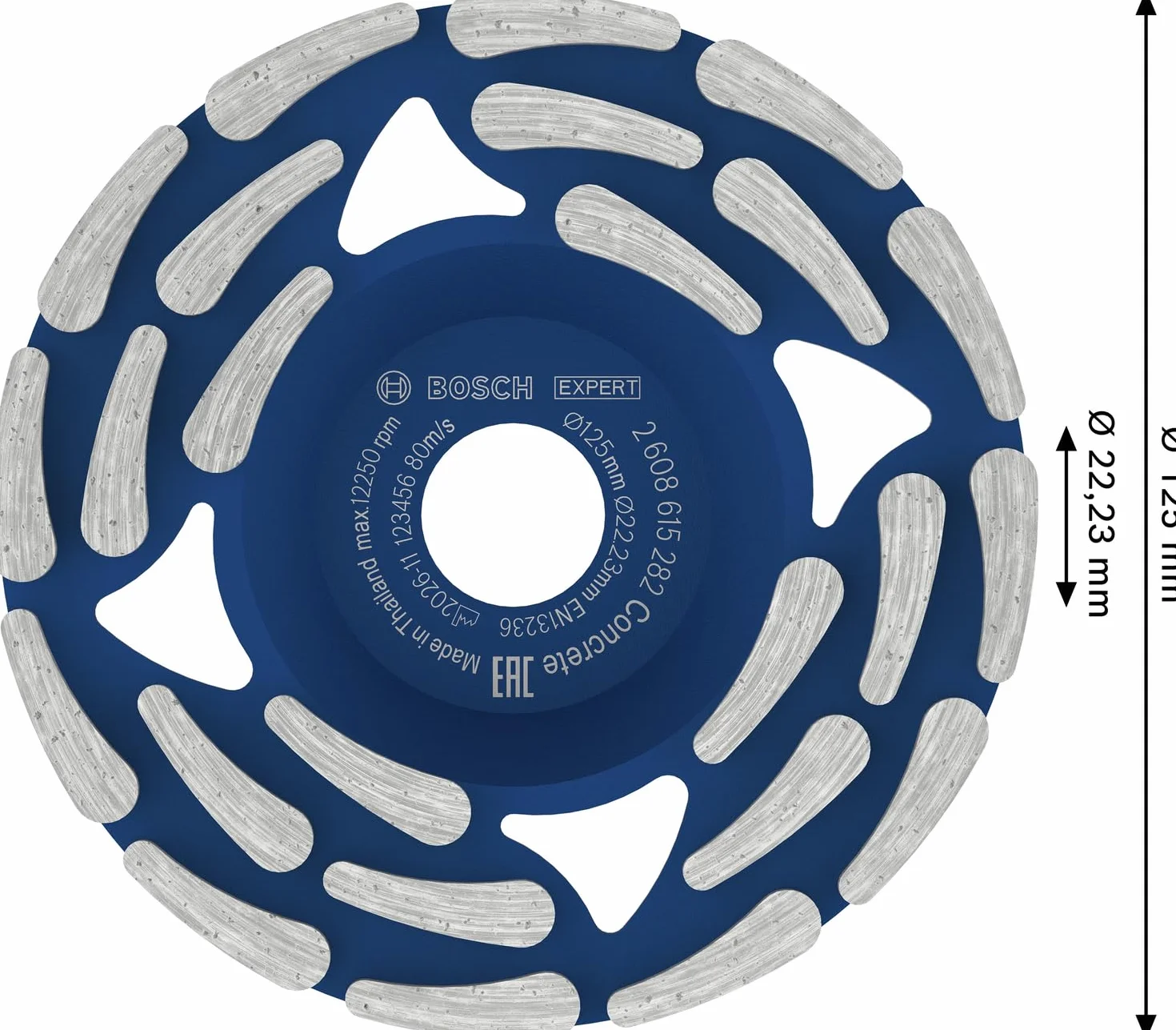 Bosch 1x EXPERT Concrete Diamant-Schleiftopf für Betonschleifer, Bohrung 19–22,23 mm (für Beton, Ø 125 mm, Professional Zubehör Betonschleifer)