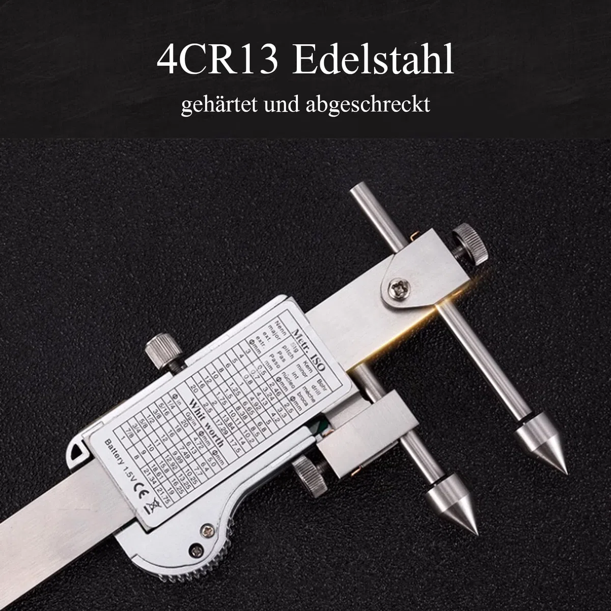 Digitaler Mittelpunkt-Messschieber – Zur Messung von Lochabständen auf gleicher oder versetzter Ebene, 0–150 mm, LCD-Anzeige, Edelstahl (10-150mm)